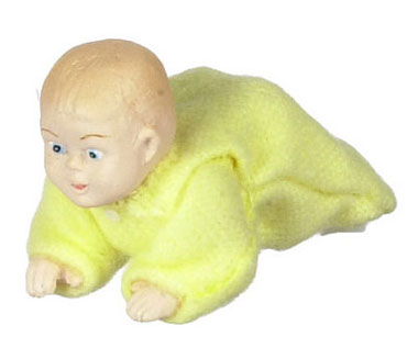 Dollhouse Miniature Crawling Baby-Yellow